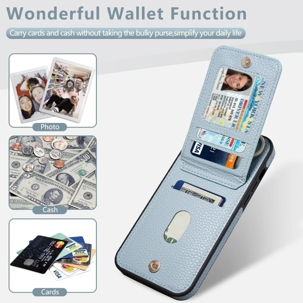 Iphone 15 6.7  wallet case blue new without tag